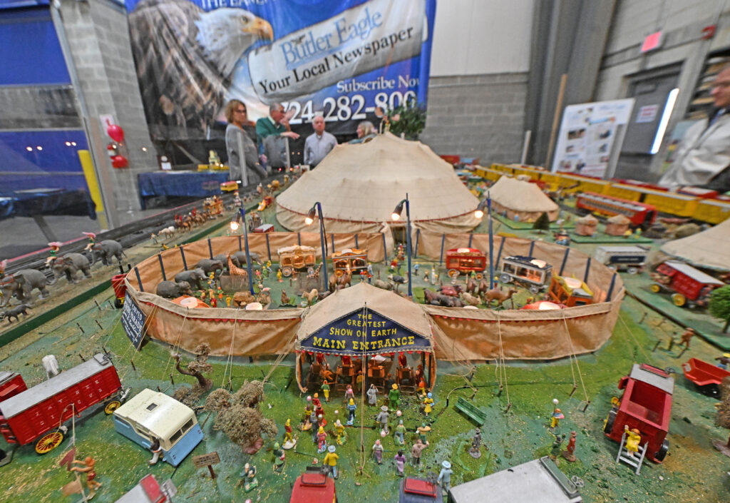 The Jimmy Bashline Hand-Carved Miniature Circus on display at the Butler Eagle.